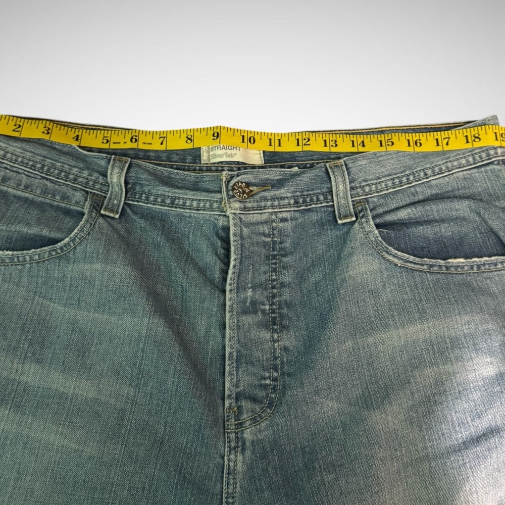 Levis Silver Tab Jeans Mens 38X30 Button Fly True Straight Blue Denim Y2K - Picture 6 of 10